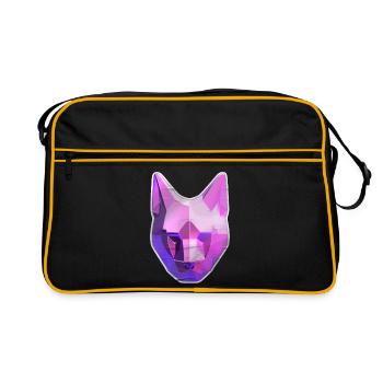 Geometrische Katze im Neonpink - Retro Tasche - Schwarz/Gold - Vorne