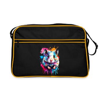 Hamsters colorés - Hamster européen, Hamster doré, Rongeur - Sac Retro - noir/or - Devant