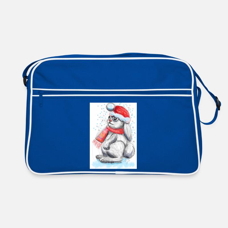 Süßer Osterhase mit Weihnachtsmütze Retro Tasche