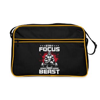 Motivational Gorilla with Pole and Text - Retro Bag - black/gold - Front