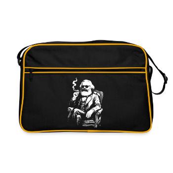 Karl Marx fume le cigare sur le fauteuil - Sac Retro - noir/or - Devant
