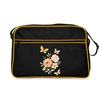 Fleurs pastel motifs papillon - Sac Retro - noir/or - Devant