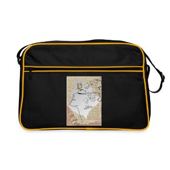Literary Dream: Face with Butterflies - Retro Bag - black/gold - Front