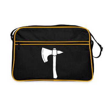 Battle Axe Hatchet Warrior Silhouette Vector - Retro Bag - black/gold - Front
