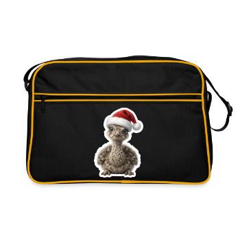 Poussins d’autruche confus en fièvre de Noël - Sac Retro - noir/or - Devant