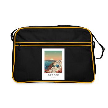 Vue côtière du coucher de soleil de Santorin - Sac Retro - noir/or - Devant