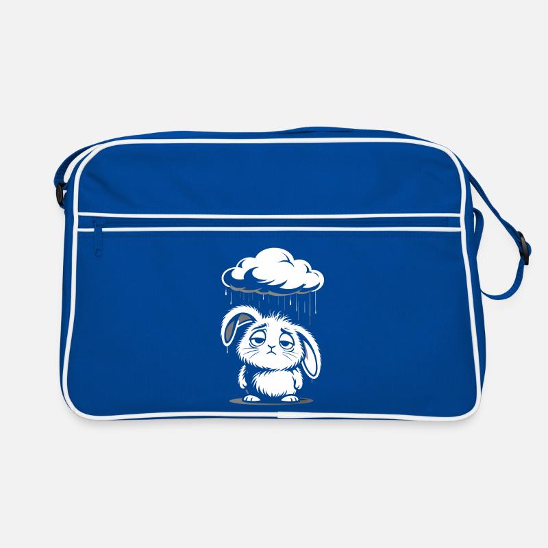Sad Bunny - Cute Rain Cloud Design Retro Bag