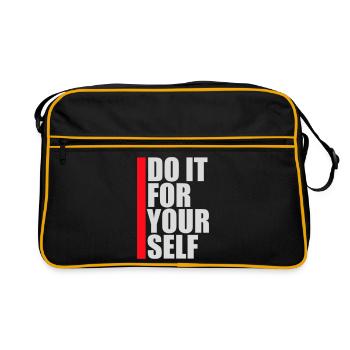 Citation inspirante sur l’amour de soi « Faites-le pour vous-même » - Sac Retro - noir/or - Devant