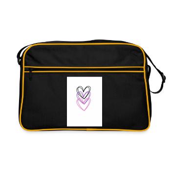 Trois cœurs entrelacés aux couleurs néon - Sac Retro - noir/or - Devant