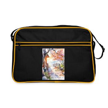 Floral path in watercolor - Retro Bag - black/gold - Front