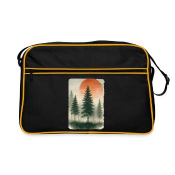 Aquarelle vintage de coucher de cheval forestier - Sac Retro - noir/or - Devant