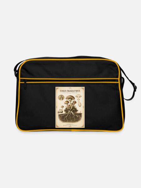 Fungus Telegraphicus – Viktorianische Pilzstudie - Retro Tasche - Schwarz/Gold
