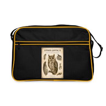 Strix Optica – Viktorianische Eule - Retro Tasche - Schwarz/Gold - Vorne