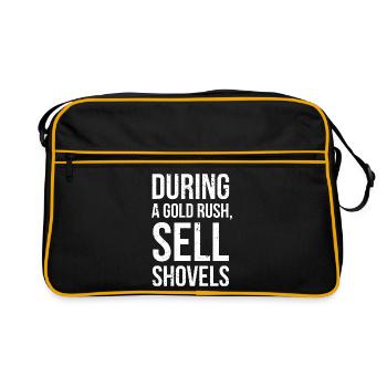 Goldrausch-Schaufelverkäufe fette Typografie - Retro Tasche - Schwarz/Gold - Vorne