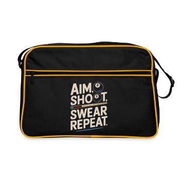 Aim Shoot Swear Repeat Billard Kugel Queue - Retro Tasche - Schwarz/Gold - Vorne