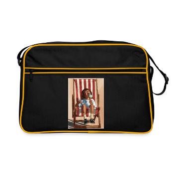 Kind, das Minzeeis isst - Retro Tasche - Schwarz/Gold - Vorne
