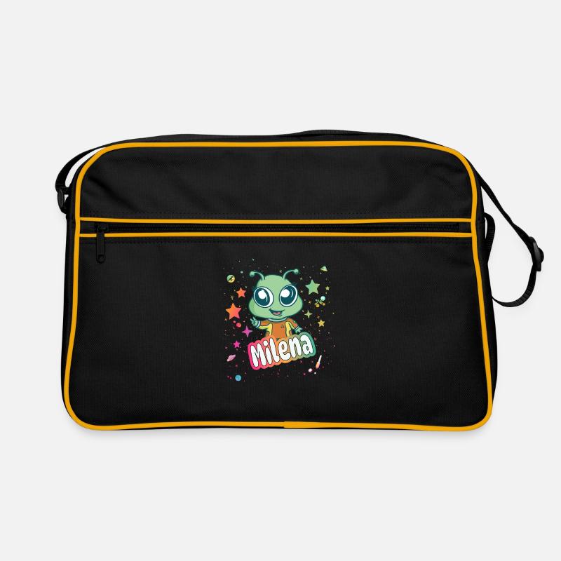 MILENA - Schöner Mädchen Name mit süßem Alien Retro Tasche
