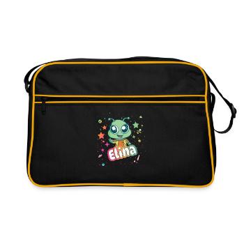 ELINA - Beautiful girl name with cute alien - Retro Bag - black/gold - Front