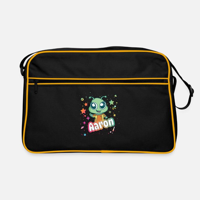 AARON - Schöner Junge Name mit süßem Alien Retro Tasche