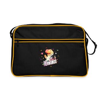 FERNANDO - Beautiful boy name with cute DINO T-REX - Retro Bag - black/gold - Front