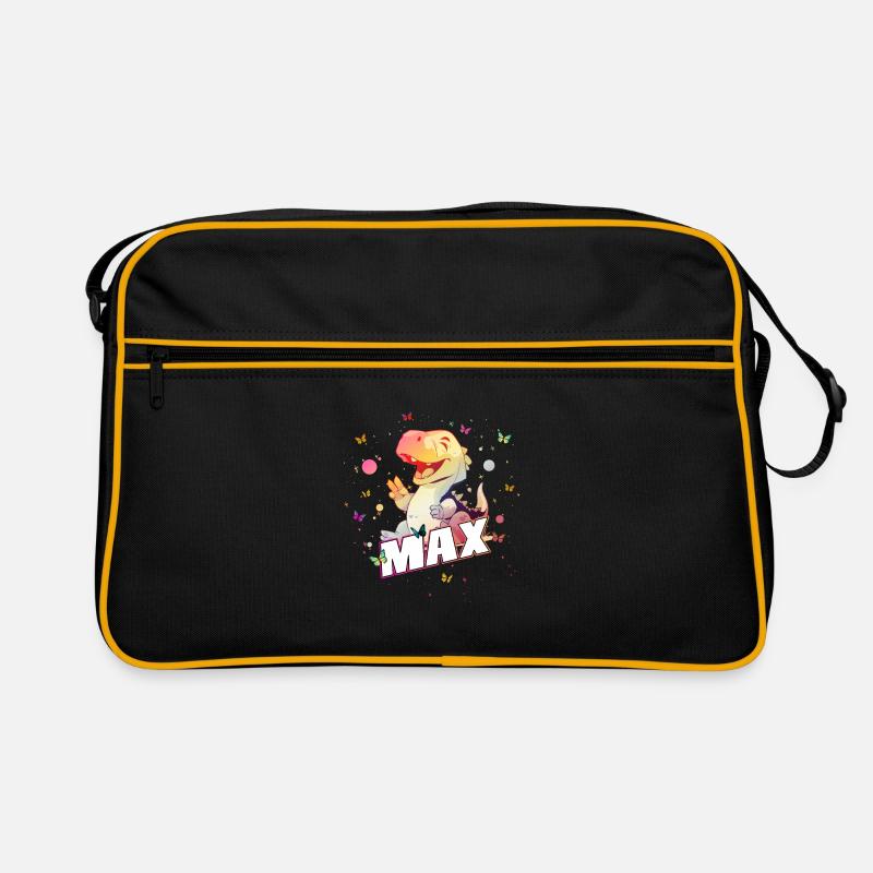 MAX - Schöner Junge Name mit süßem DINO T-REX Retro Tasche