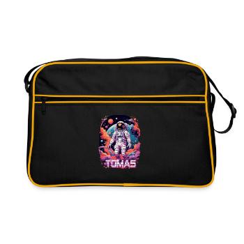 TOMAS - Beautiful boy name with cool astronaut - Retro Bag - black/gold - Front