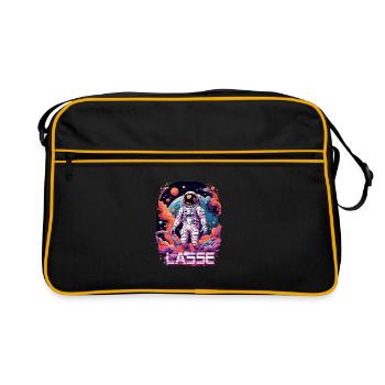 LASSE - Beau prénom de garçon avec astronaute cool - Sac Retro - noir/or - Devant