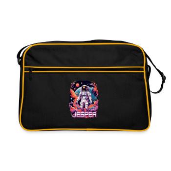 JESPER - Beau prénom de garçon avec astronaute cool - Sac Retro - noir/or - Devant