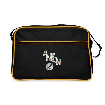 ANTON - Beau prénom de garçon avec dinosaure - Sac Retro - noir/or - Devant