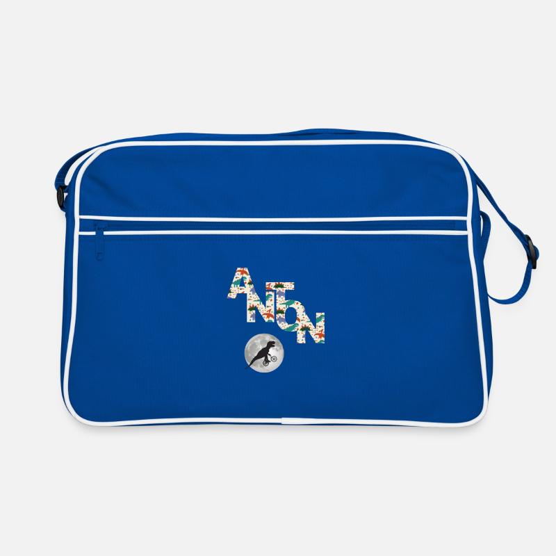 ANTON - Beautiful boy name with dinosaur Retro Bag