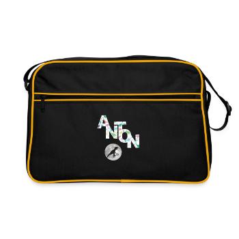 ANTON - Beau prénom de garçon avec dinosaure - Sac Retro - noir/or - Devant