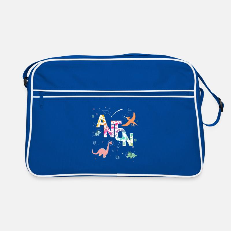 ANTON - Beautiful boy name with dinosaur Retro Bag