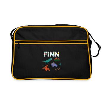 FINN - Beau prénom de garçon avec dinosaure - Sac Retro - noir/or - Devant
