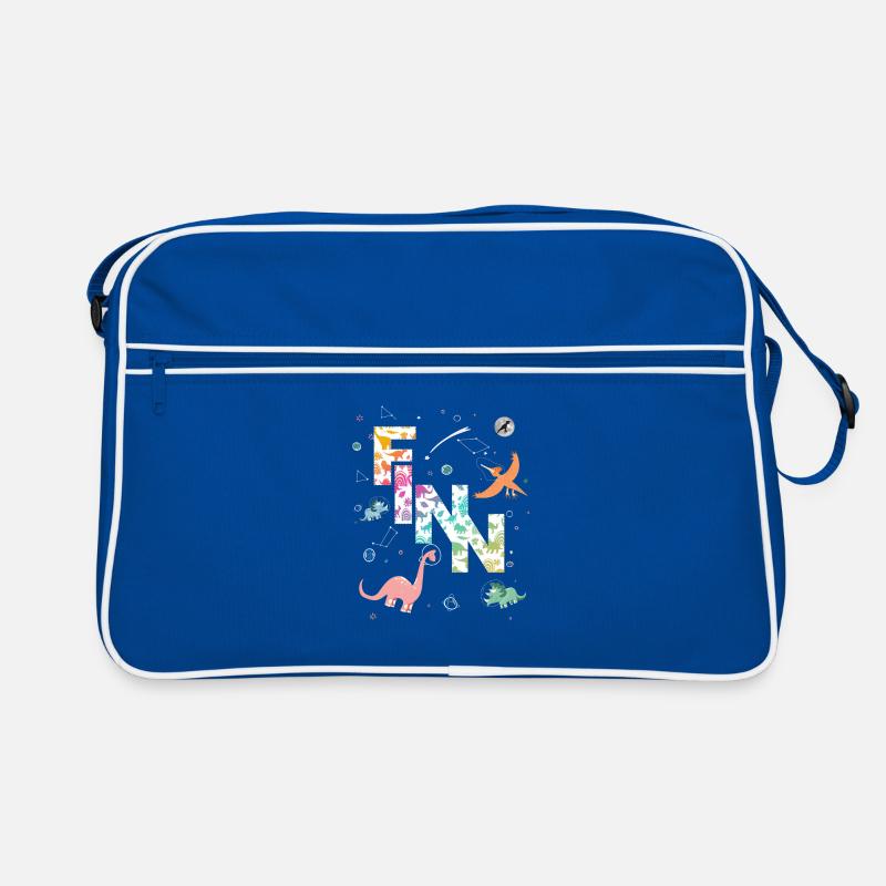 FINN - Beautiful boy name with dinosaur Retro Bag