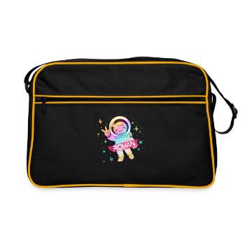 ROMAN - Beau prénom de garçon avec astronaute cool - Sac Retro - noir/or - Devant