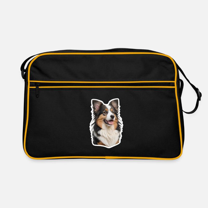 Australian Shepherd - Retro Tasche - Schwarz/Gold
