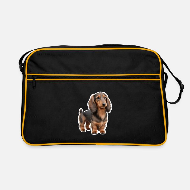 Dackel - Retro Tasche - Schwarz/Gold