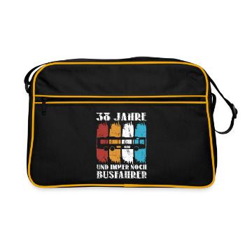 Busfahrer Busfahren Beruf 38 Geburtstag Spruch - Retro Tasche - Schwarz/Gold - Vorne
