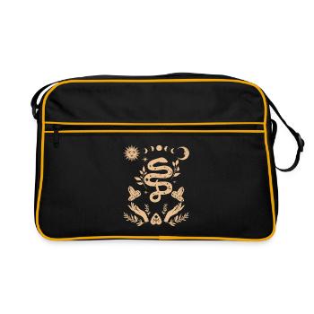 Witch's Hand With Snake and Moon Silhouette - Retro Bag - black/gold - Front