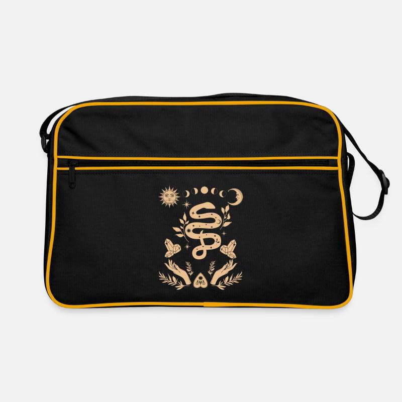 Hexenhand Mit Schlangen- und Mondsilhouette - Retro Tasche - Schwarz/Gold
