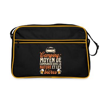 Humour Camping Nature Et Bières Vacances D'Été - Sac Retro - noir/or - Devant