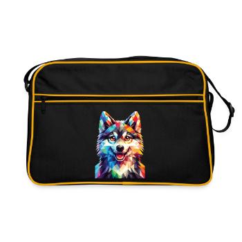 Loup polygonal - Sac Retro - noir/or - Devant