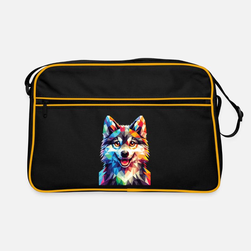 Polygon Wolf - Retro Tasche - Schwarz/Gold