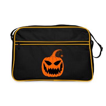 Halloween Kürbis mit Spinne - Retro Tasche - Schwarz/Gold - Vorne