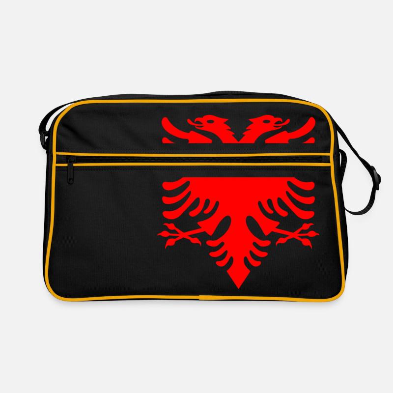 roter doppelkopfadler Albanian Double Eagle - Retro Tasche - Schwarz/Gold