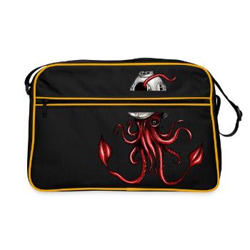 Calamar avec casque de plongée - Sac Retro - noir/or - Devant