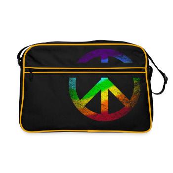Peace Sign Rainbow Pacifist Peace Graffiti - Retro Bag - black/gold - Front