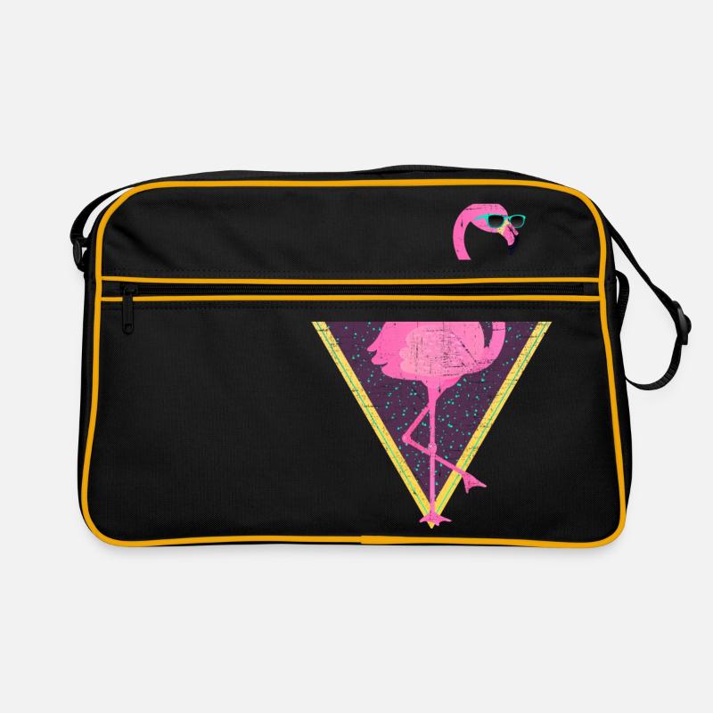 Tropical Flamingo Triangle | 80s Style - Retro Tasche - Schwarz/Gold