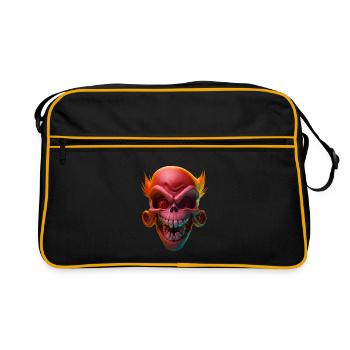 Red laughing Skull - Retro Tasche - Schwarz/Gold - Vorne