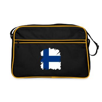 Finnland Flagge Suomi Finnische Fahne Used Look - Retro Tasche - Schwarz/Gold - Vorne